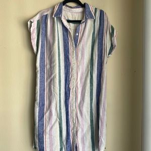 Striped Linen Swim Coverup